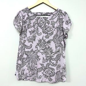 Loft Gray Paisely Blouse Size M